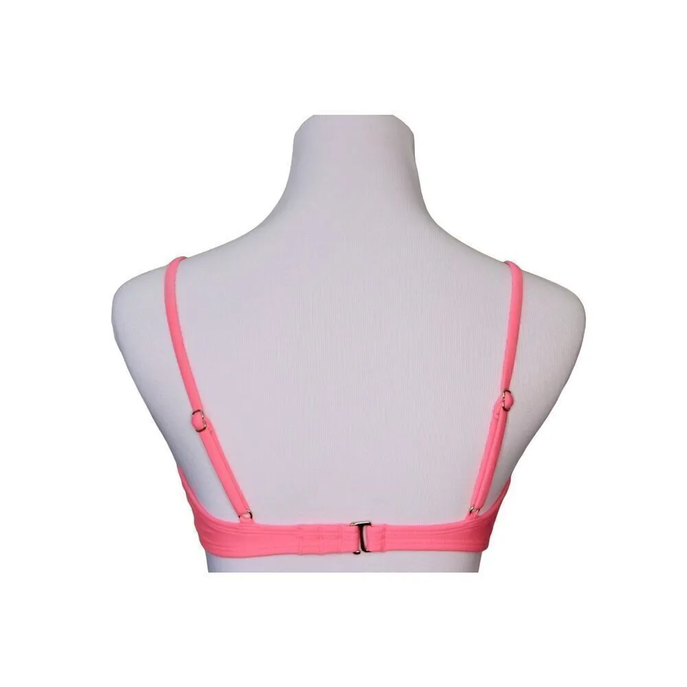 Xhilaration Pink Yellow‎ Floral 2pc Bikini Cheeky Bottom Swimsuit sz MEDIUM - Image 4