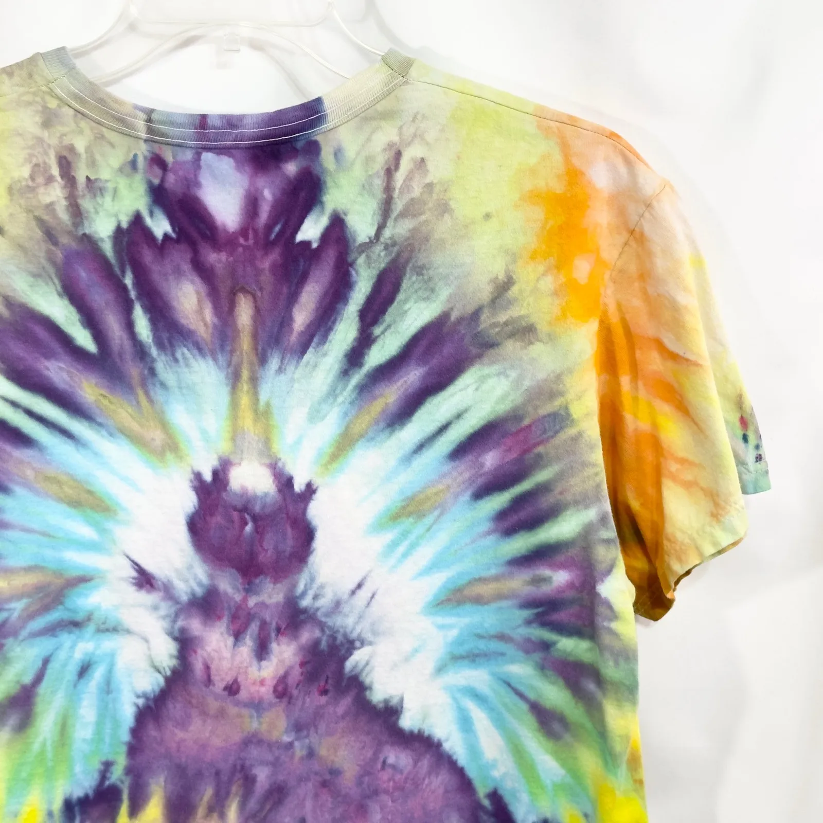 Fruit of the Loom Large Top Handmade‎ Tie Dye Shirt Colorful Purple Yellow 864 - Image 8