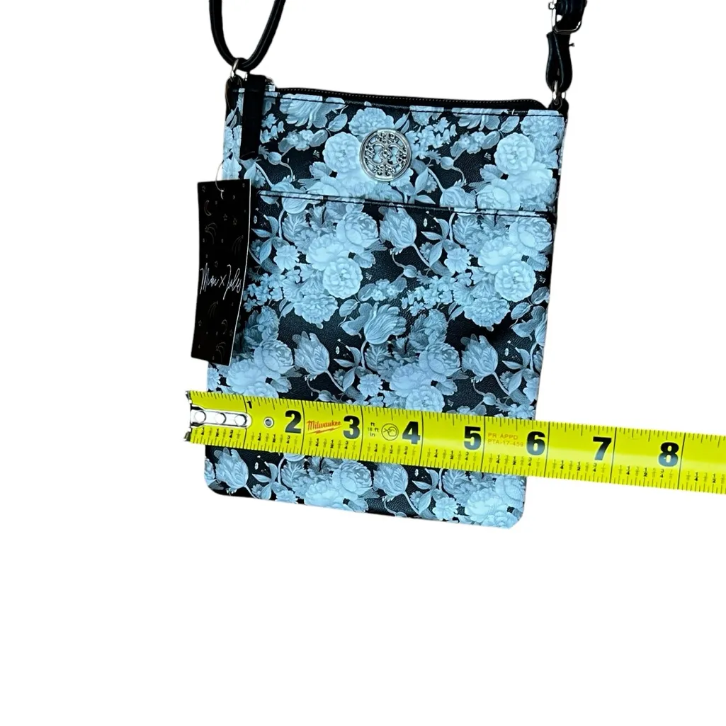 Mimi & Jules Black Floral Faux Leather Crossbody Bag New With Tags Small Purse - Image 5