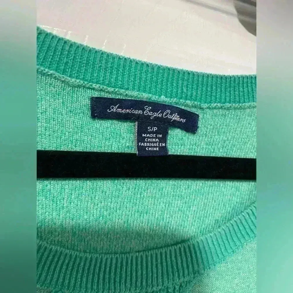 American Eagle Lime Green Lightweight Knit Thermal Pullover Sweater Size Small - Image 8