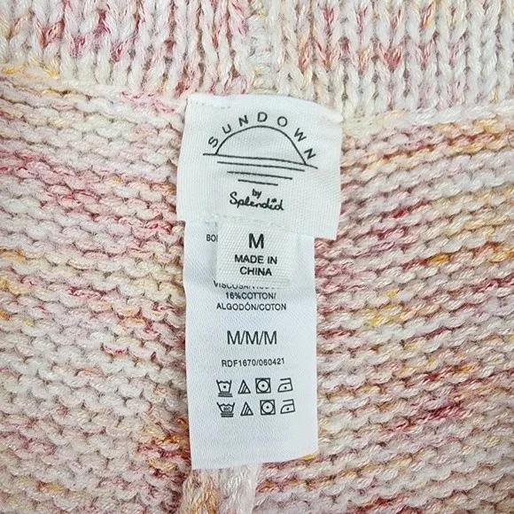 NWOT Sundown By Splendid Knit Shorts Cotton Blend Cream Pink Loungewear Size M - Image 2