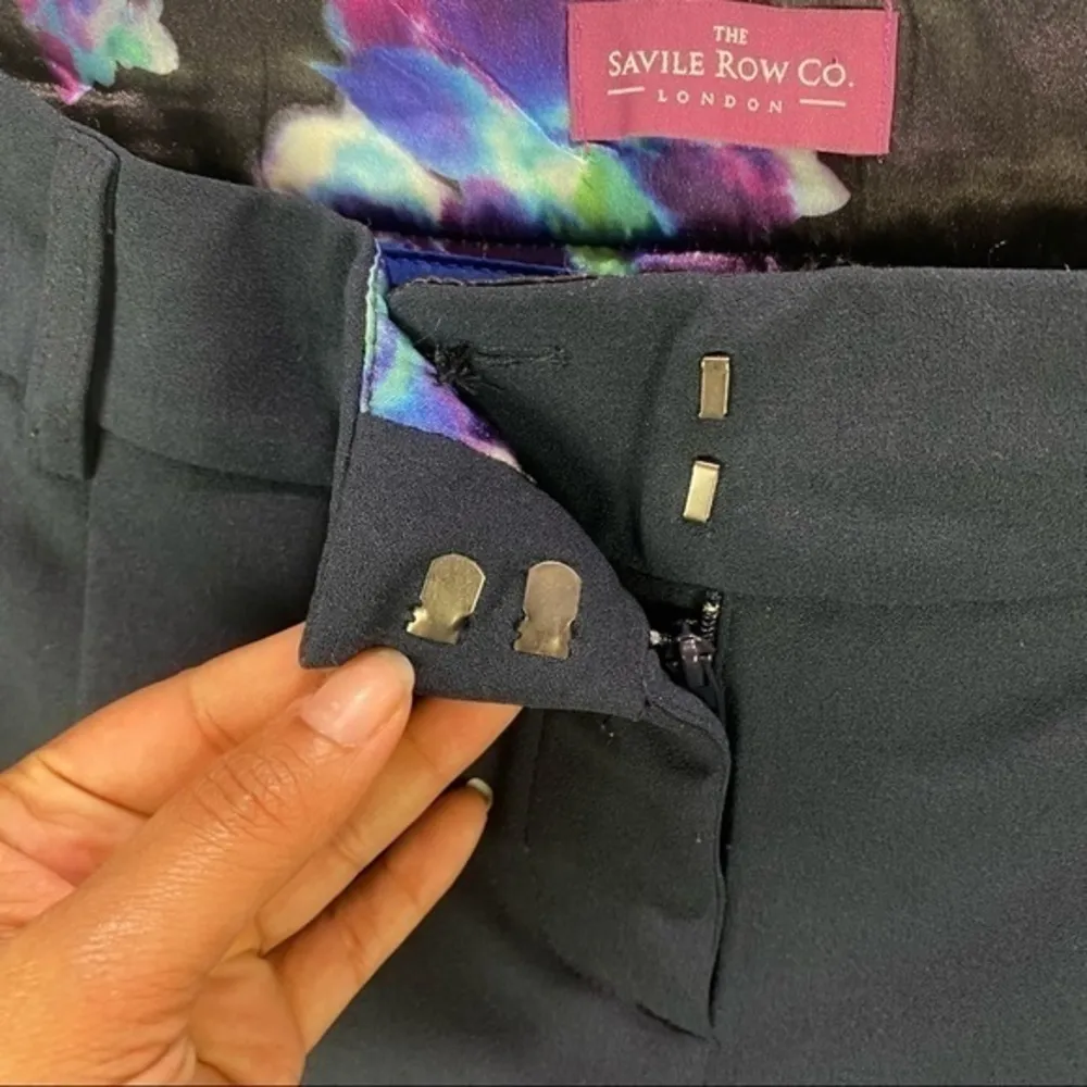 Savile Row Co. Womens Pants Size 10 Stretch Blue Pleated Mid Rise Cuffed Tapered - Image 5