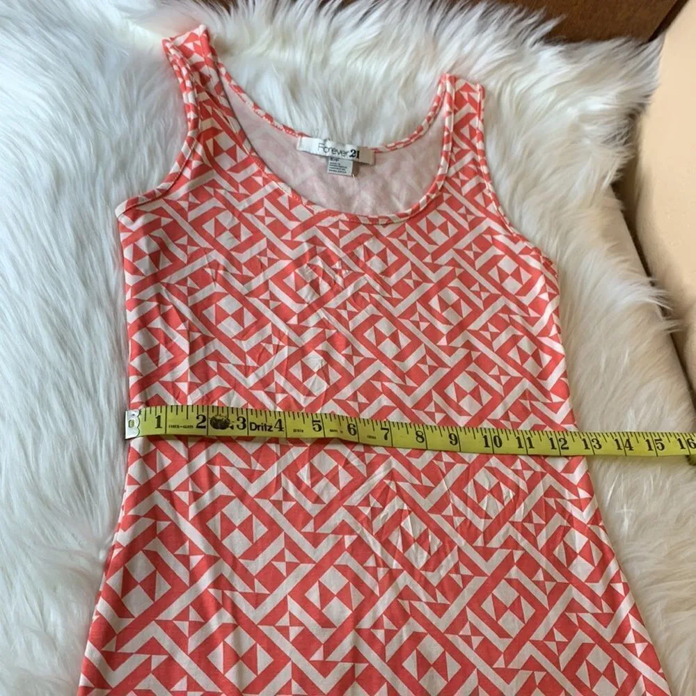 Forever 21 Coral Geometric Print Bondycon Tank Dress Size Small - Image 8