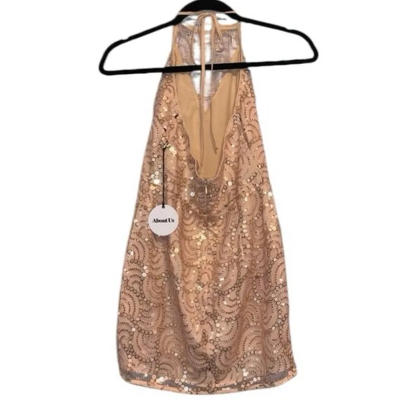 About Us NWT  Peach Sequin Lined Mini Dress - Image 8