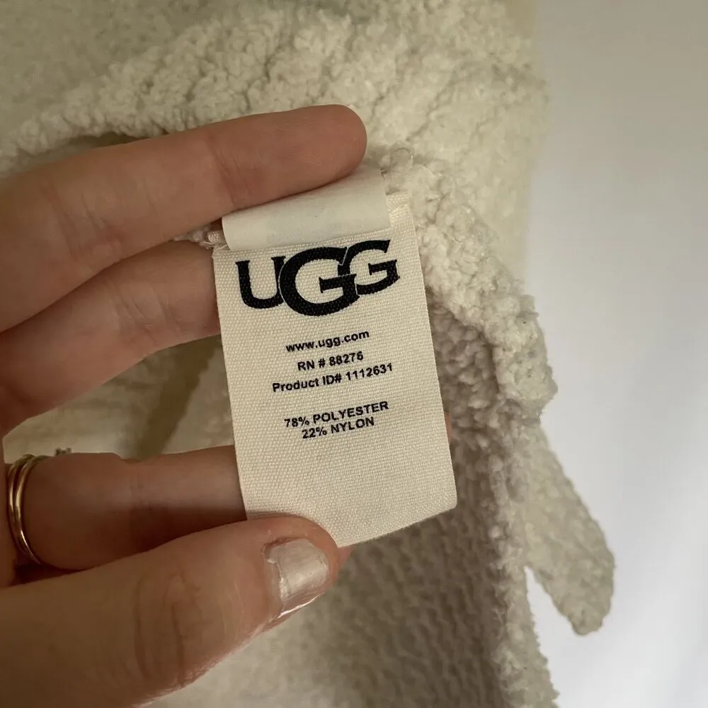 Ugg white fleece sz M long sleeved v-neck sweater casual comfortable warm - Image 7