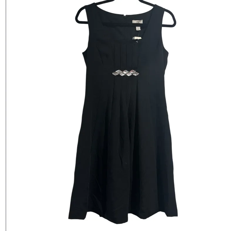 LOFT Black Dress with beaded diamond Accent NEW 4 pleated sleeveless lined - Image 5