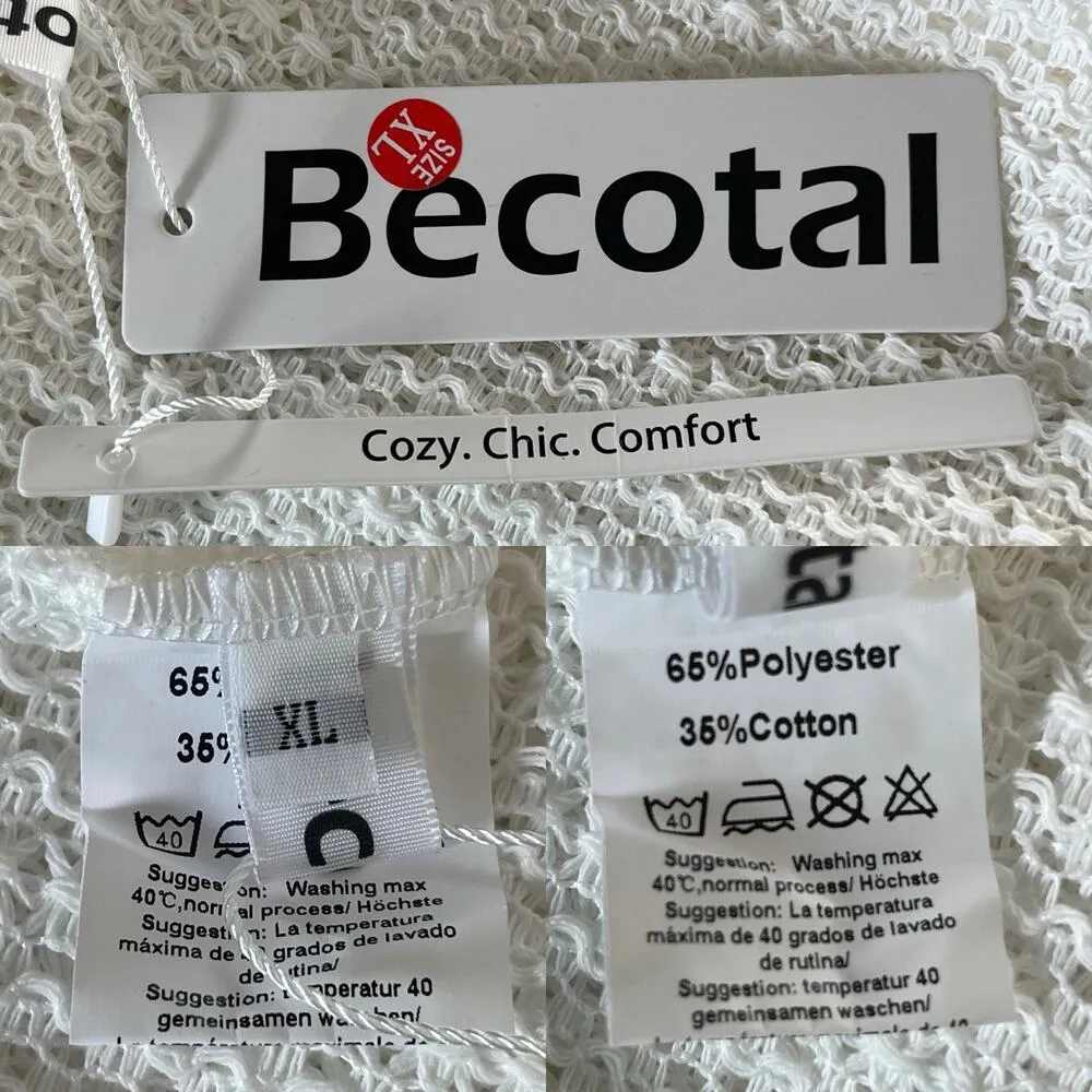 Becotal Swim Coverup Set White Crochet XL Vacation Cruise New - Image 9