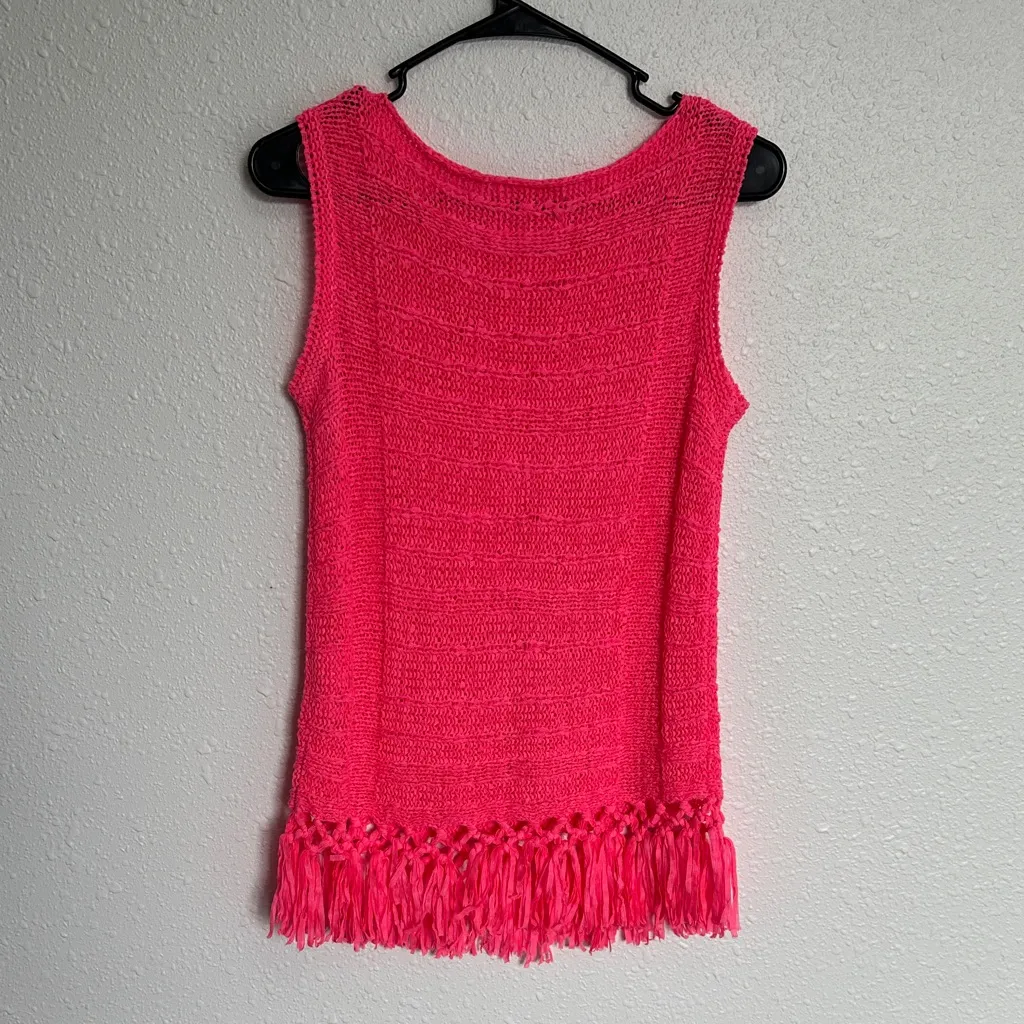 Lilly Pulitzer Sleeveless Luca Fringe Crochet Blouse Size XS - Image 4