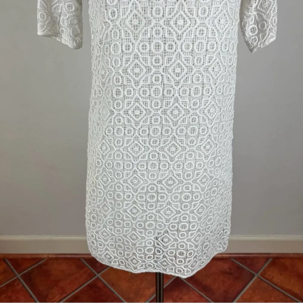 Tibi White Crochet Lace Shift Dress - Image 5