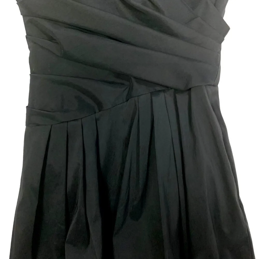Betsy & Adam Taffeta Strapless Pleated 6 Mini Cocktail Dress Bubble Hem Black - Image 6