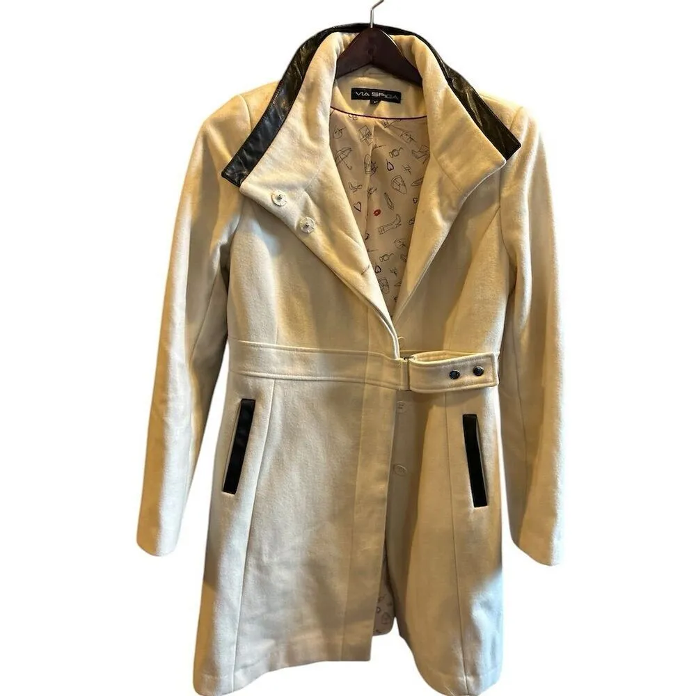 Via Spiga Women's White Overcoat Size 10 Elegant wool blend‎ - Image 3