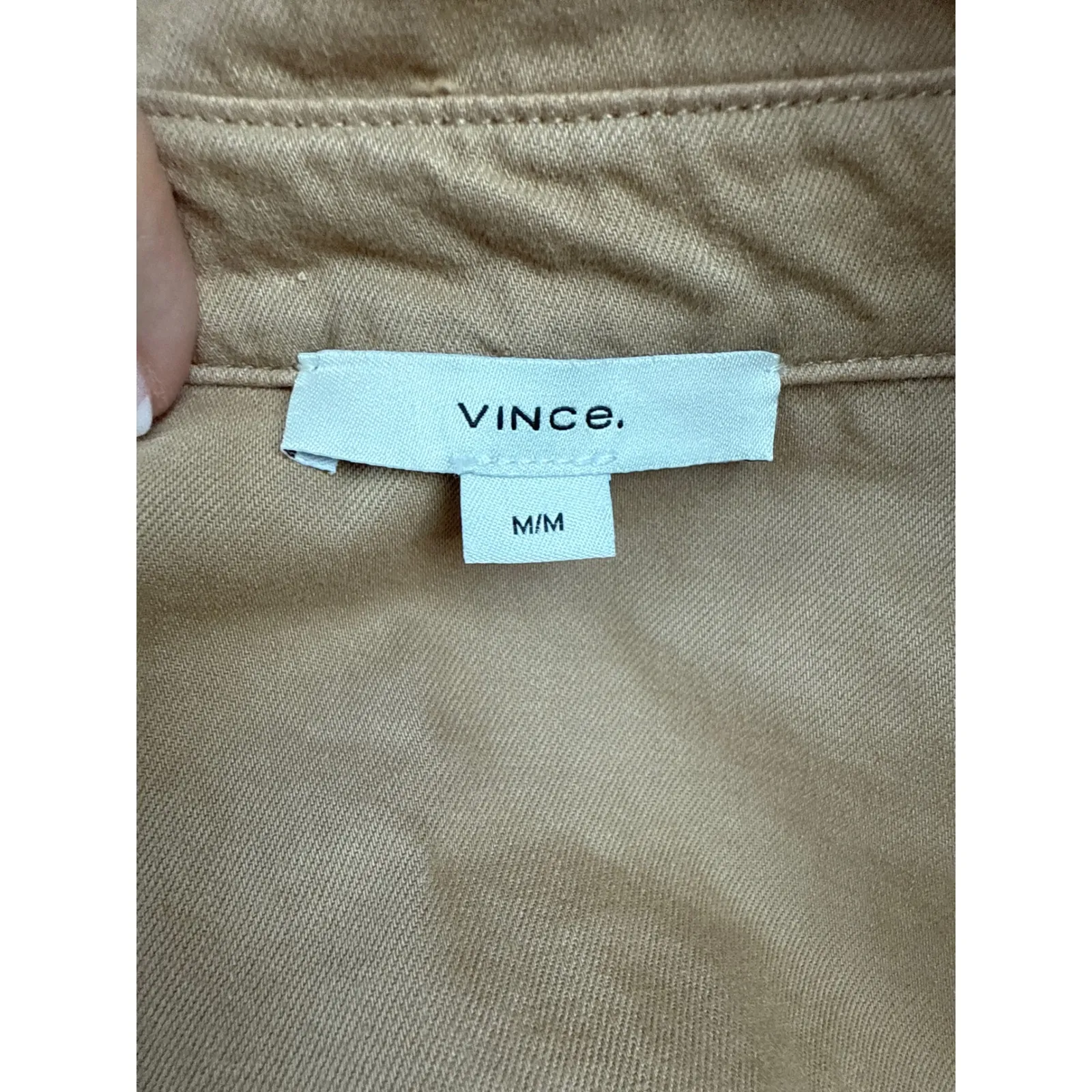 Vince New! ‎ Beige Snap Front Twill Overshirt Medium $425 - Image 9