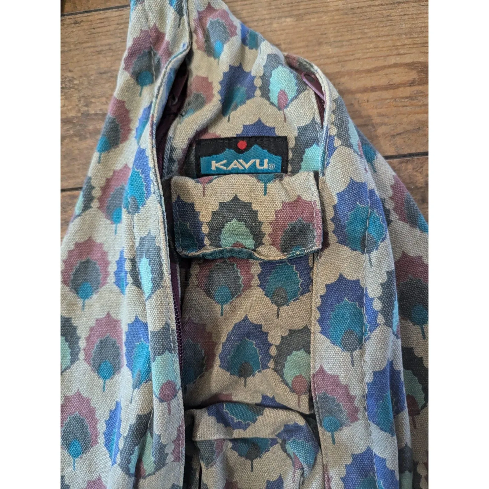 KAVU  Rope Sling Bag – Boho Geometric Print Canvas Crossbody Backpack - Image 2