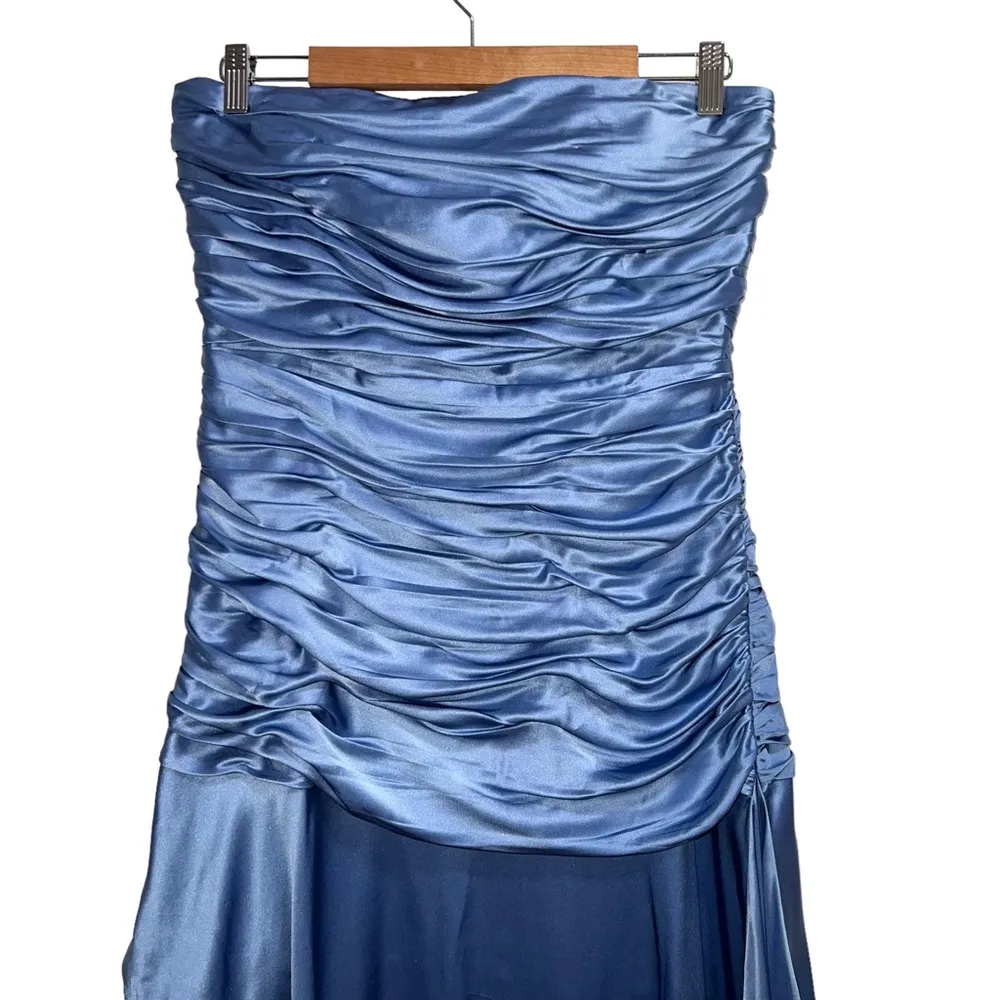 NEW NWT Cinq A Sept Eliza Strapless Asymmetrical Midi Dress In Deja Blue - Image 5