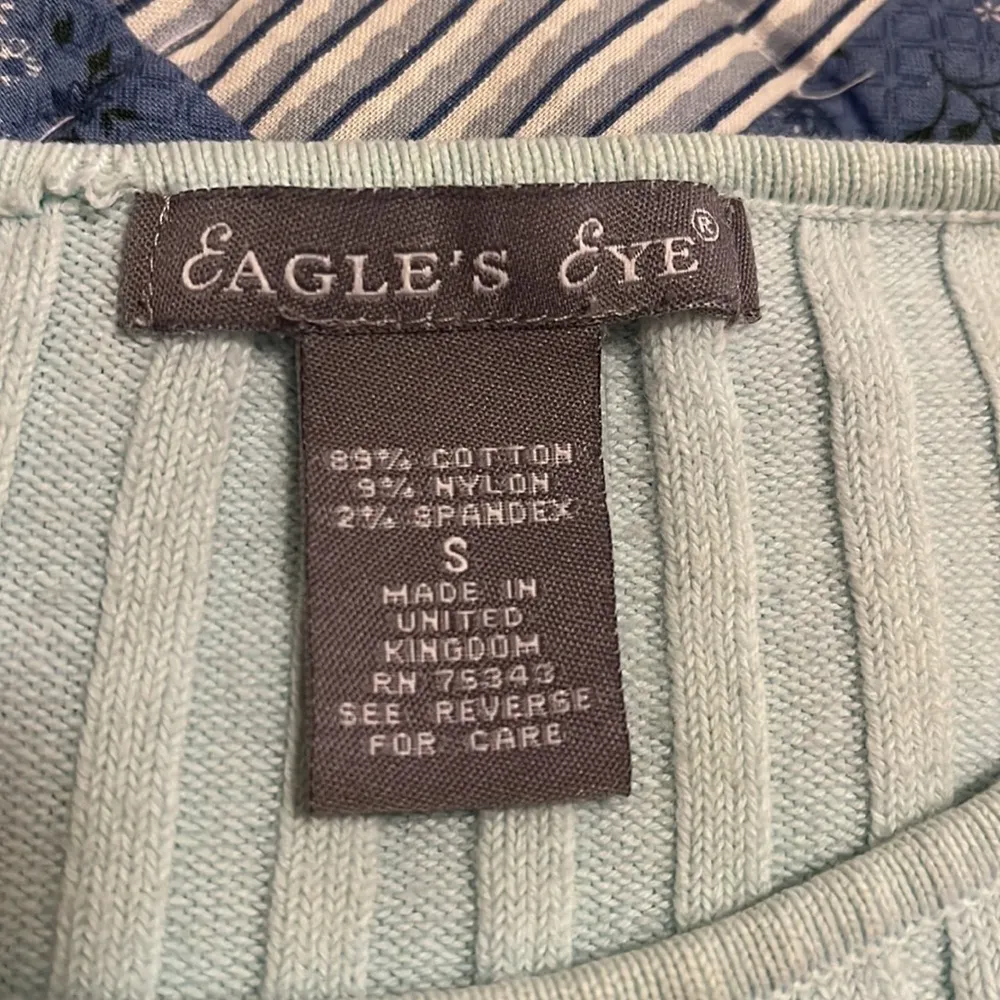 Vintage Eagle’s Eye pale blue ribknit sweater Size small - Image 5
