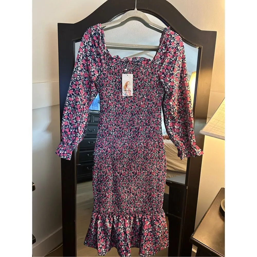 NEW PRETTYGARDEN Square Neck Ruffle Mermaid Smocked Dress M - Image 6