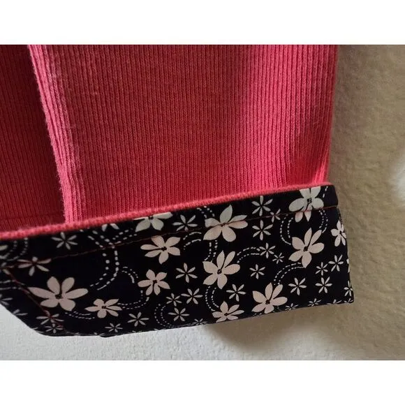 Orvis Pullover Quarter Zip Coral Pink Floral Collar Long Sleeve Top Small - Image 6