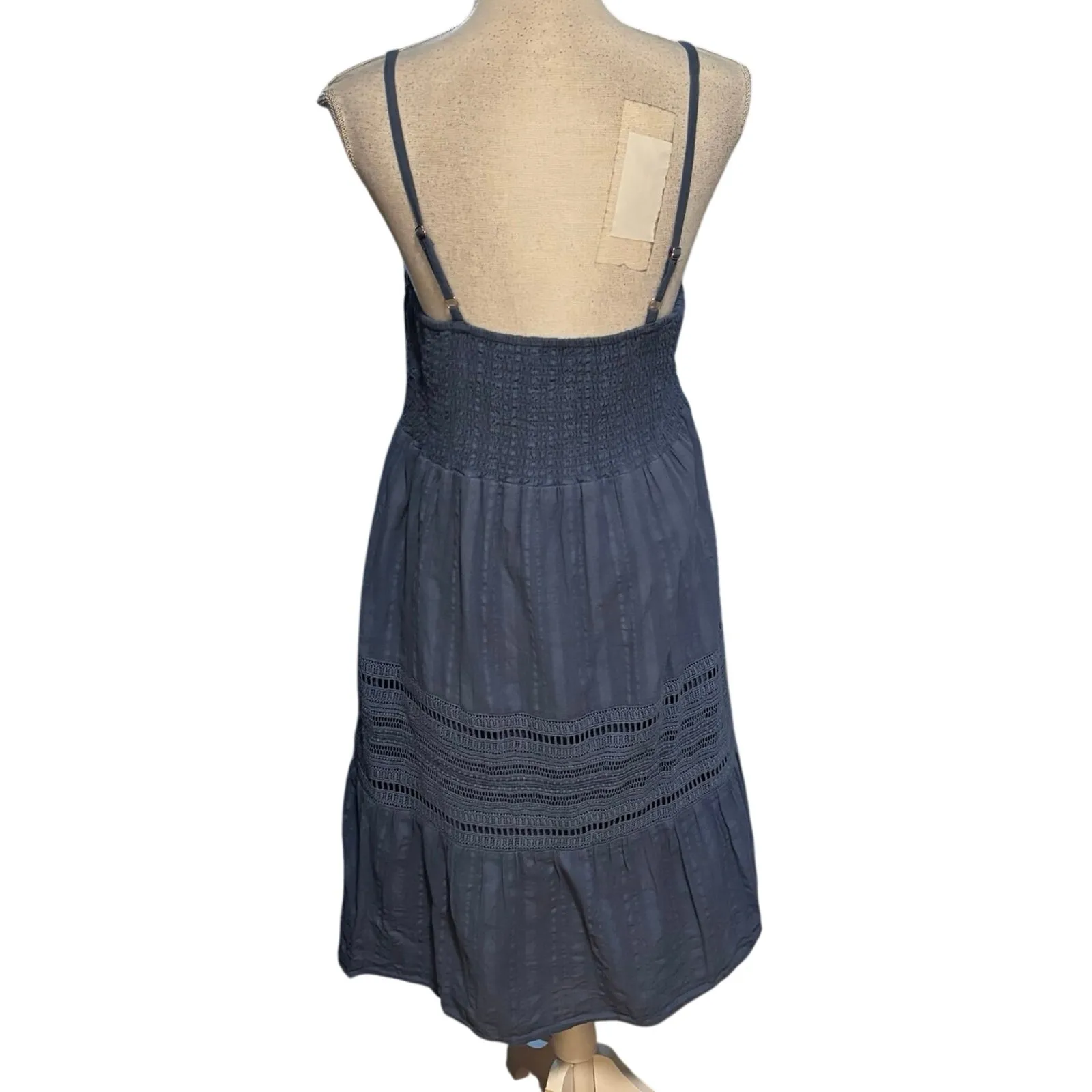 Carve Designs Size S Adele Organic Cotton Boho Crochet Lace Coastal Blue Dress - Image 2