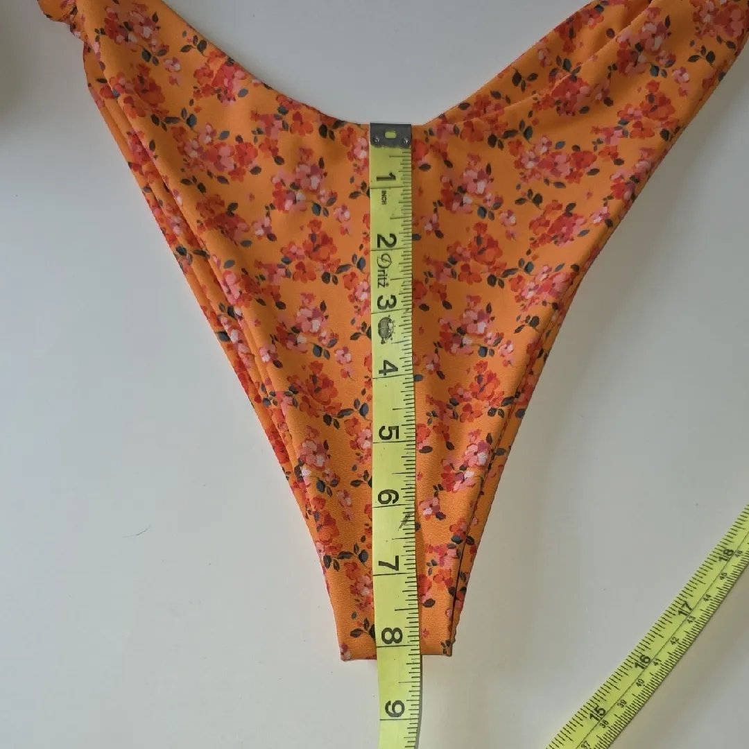 Skatie Salty Bikini Bottoms Hanalei Print Floral Swim Orange Womens Size Large - Image 4