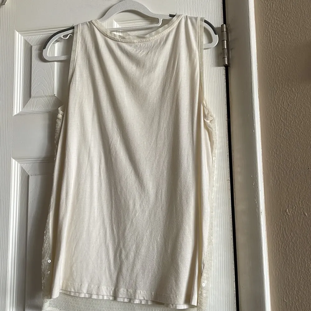 EUC Loft Ivory Sequined Front Dressy Tank Top - Image 3