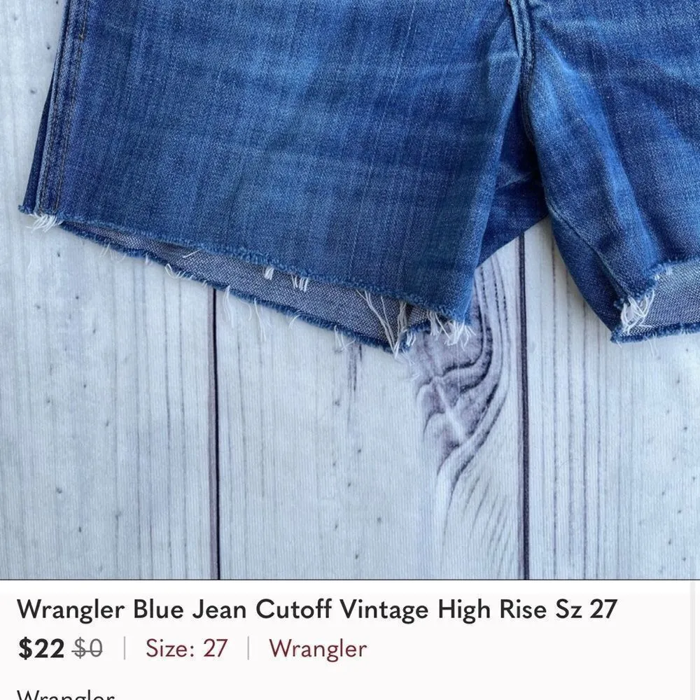 Wrangler High Rise Medium Wash Jean Shorts Vintage Size 27 See Measurements - Image 8