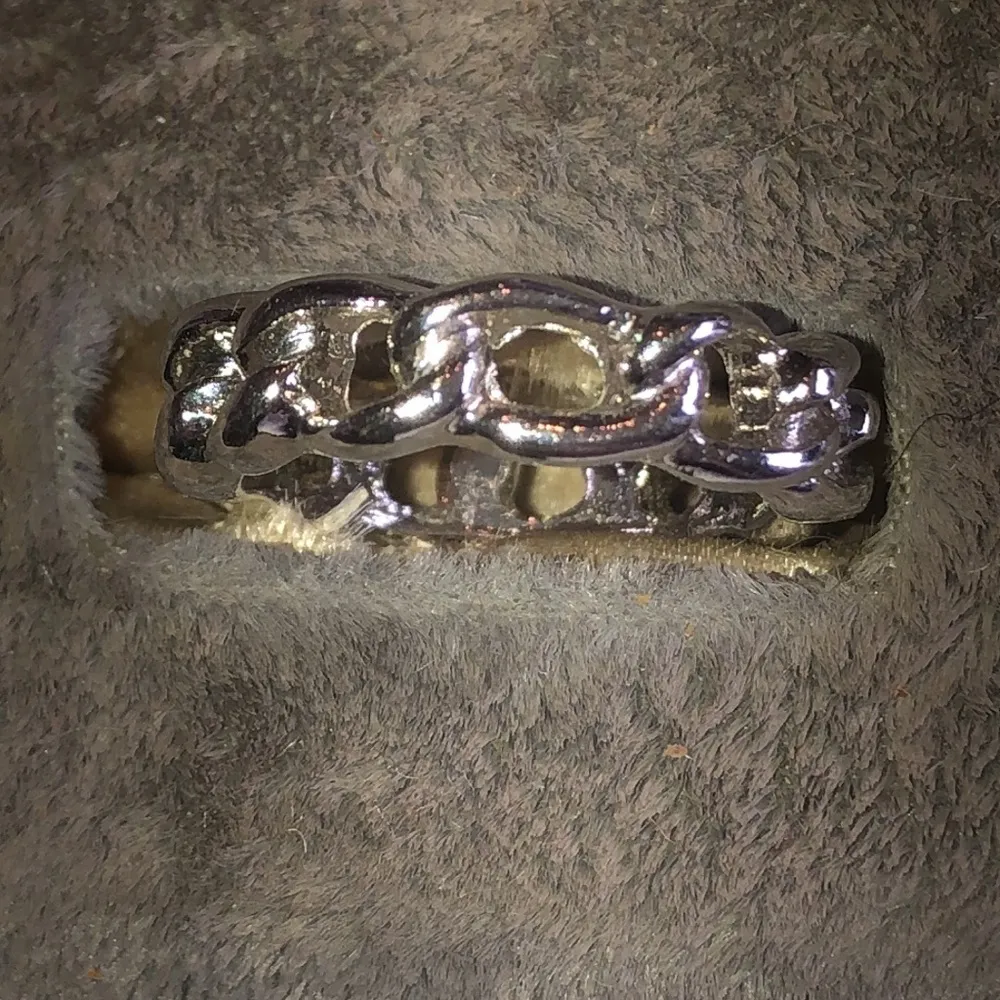 Size 4 Silver Tone Chain Link Boho Ring - Image 6