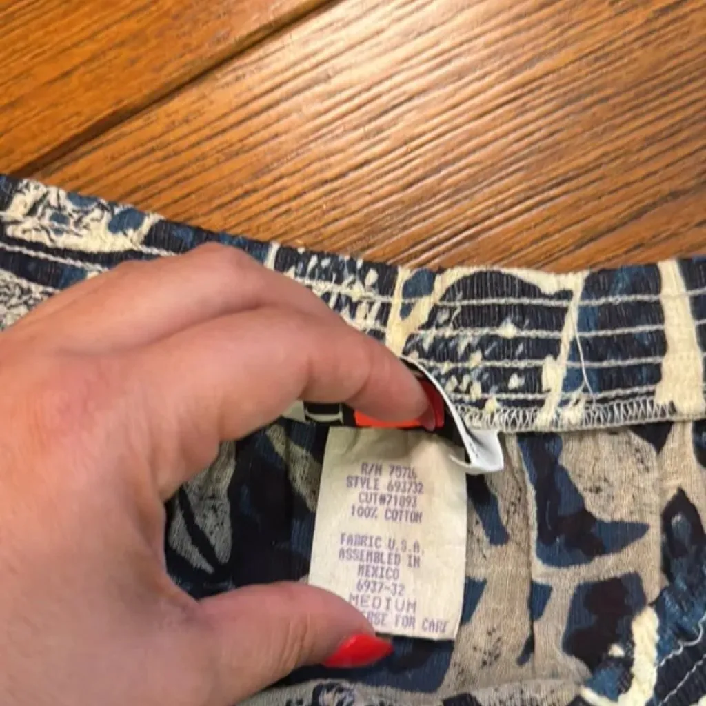 Vintage Teddi Cotton Navy & White Floral Midi Skirt size M Size M - Image 3