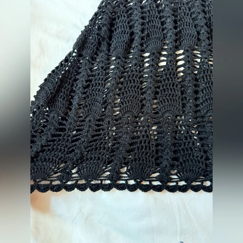 Anthropologie NWOT black crochet coverup dress beach pool swim boho Small Petite - Image 8