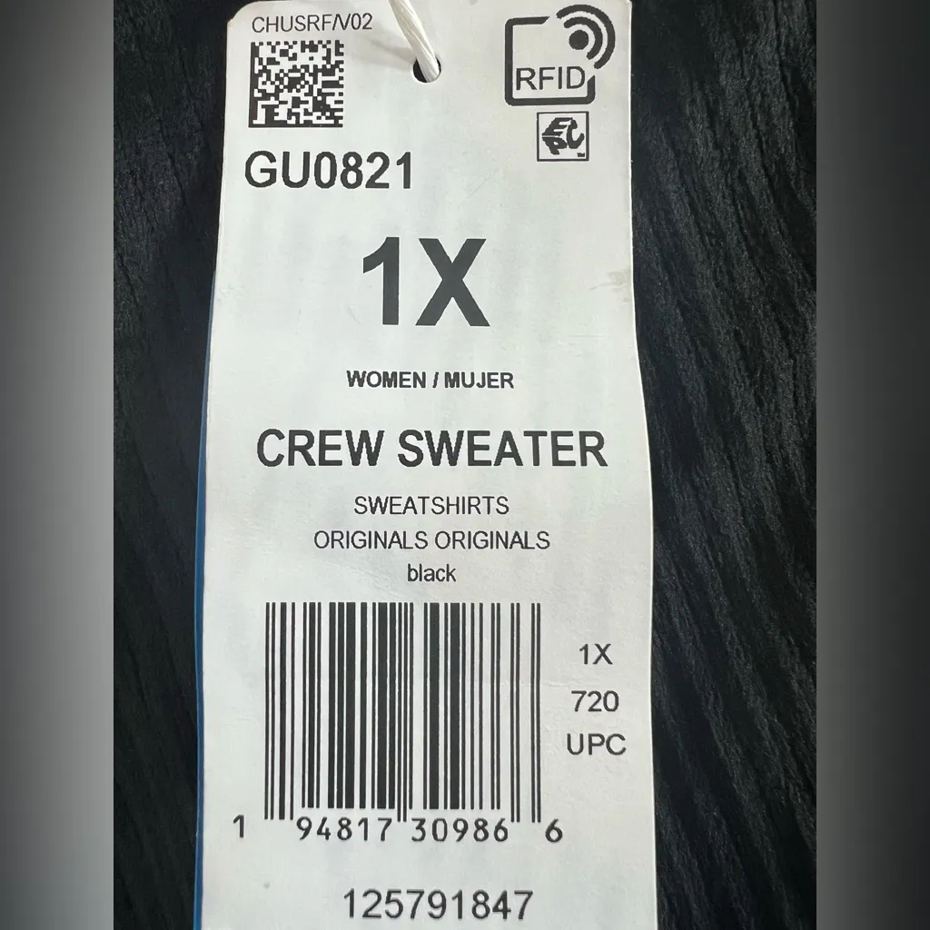 🔥ADIDAS Women LS Trefoil Black Velvet Crew Sweatershirts Original SIZE 1X NWT - Image 15