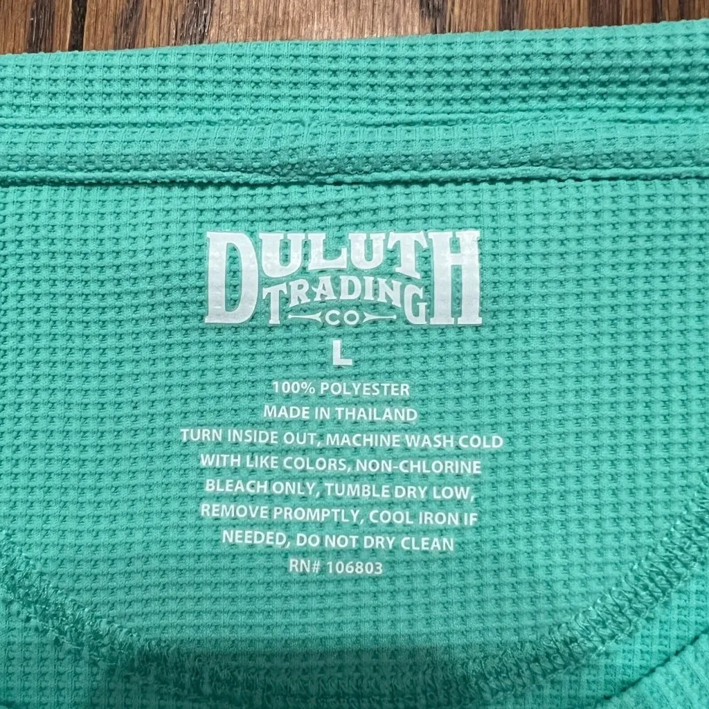 Duluth Trading Shirt Top Womens Large Green Waffle Knit Short Sleeve Thermal Tee - Image 7