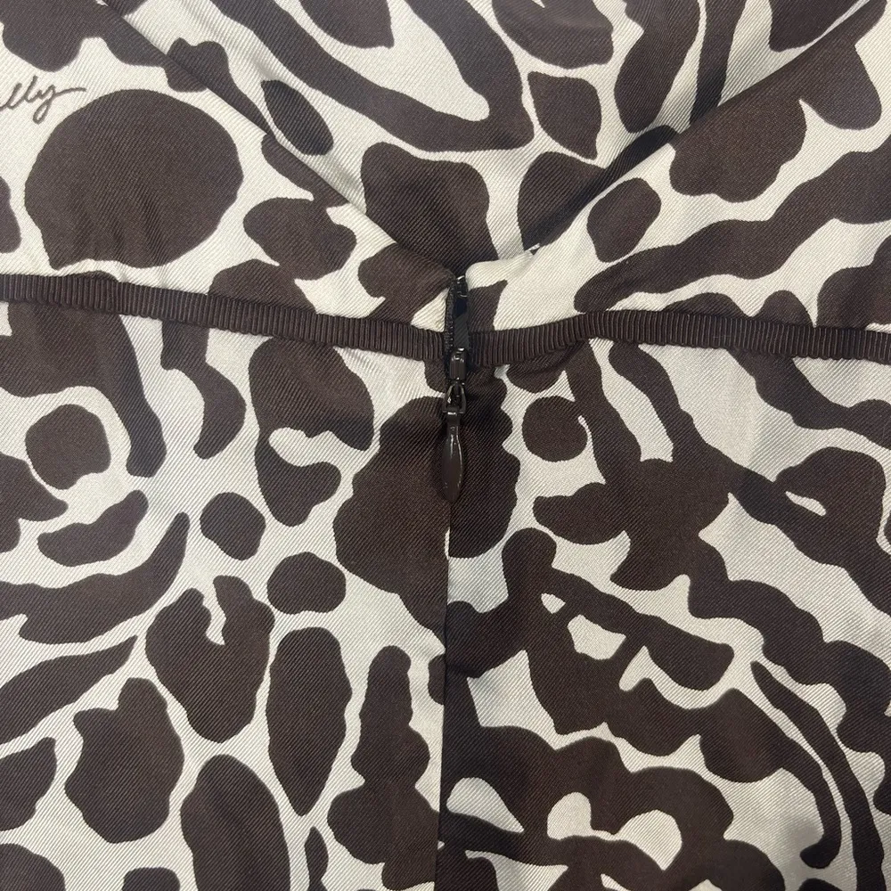 Vintage Milly NY brown and white abrstract silk empire waist dress size 6 - Image 6