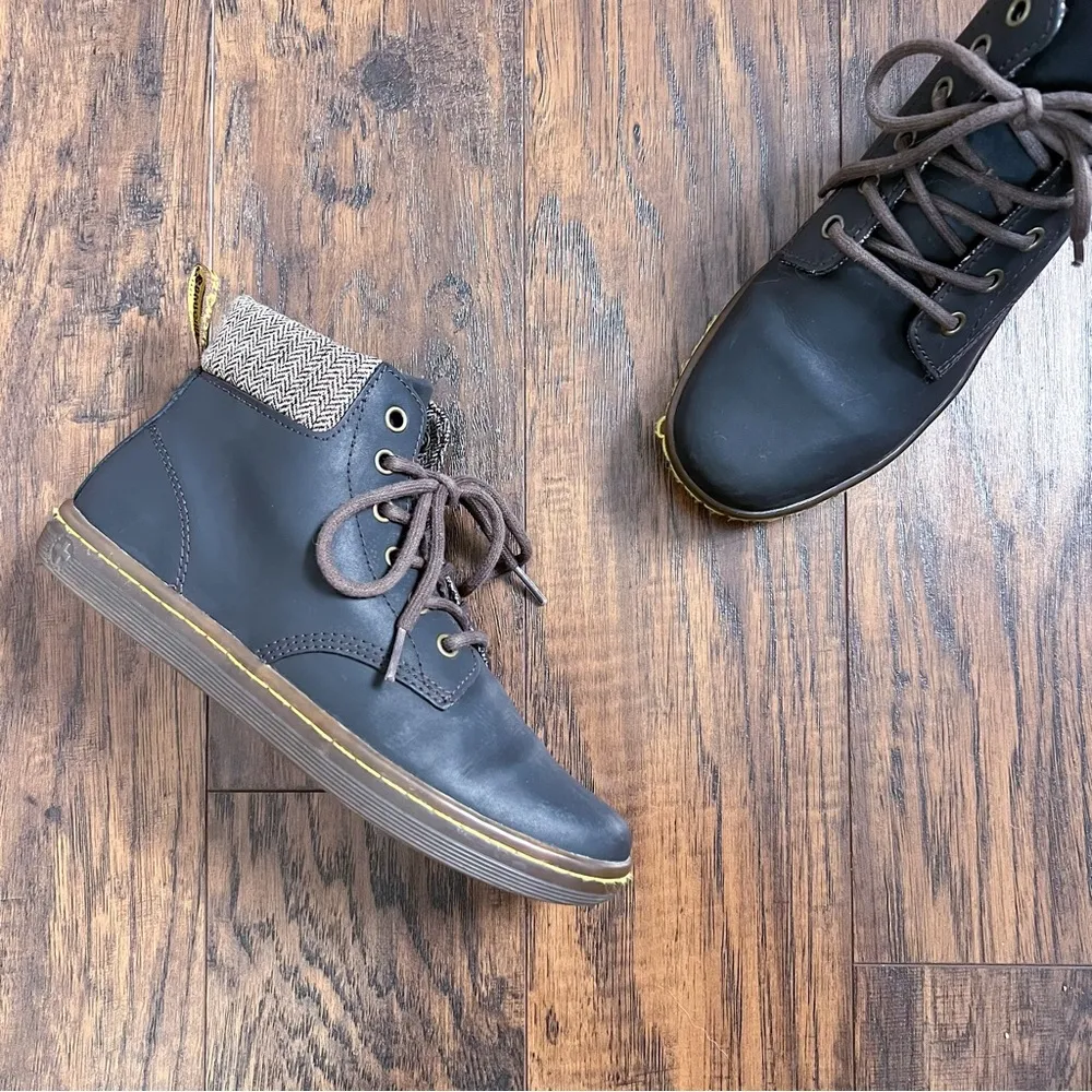 Dr Martens • Maelly Gaucho Wildhorse Lamper boot brown leather herringbone tweed - Image 6