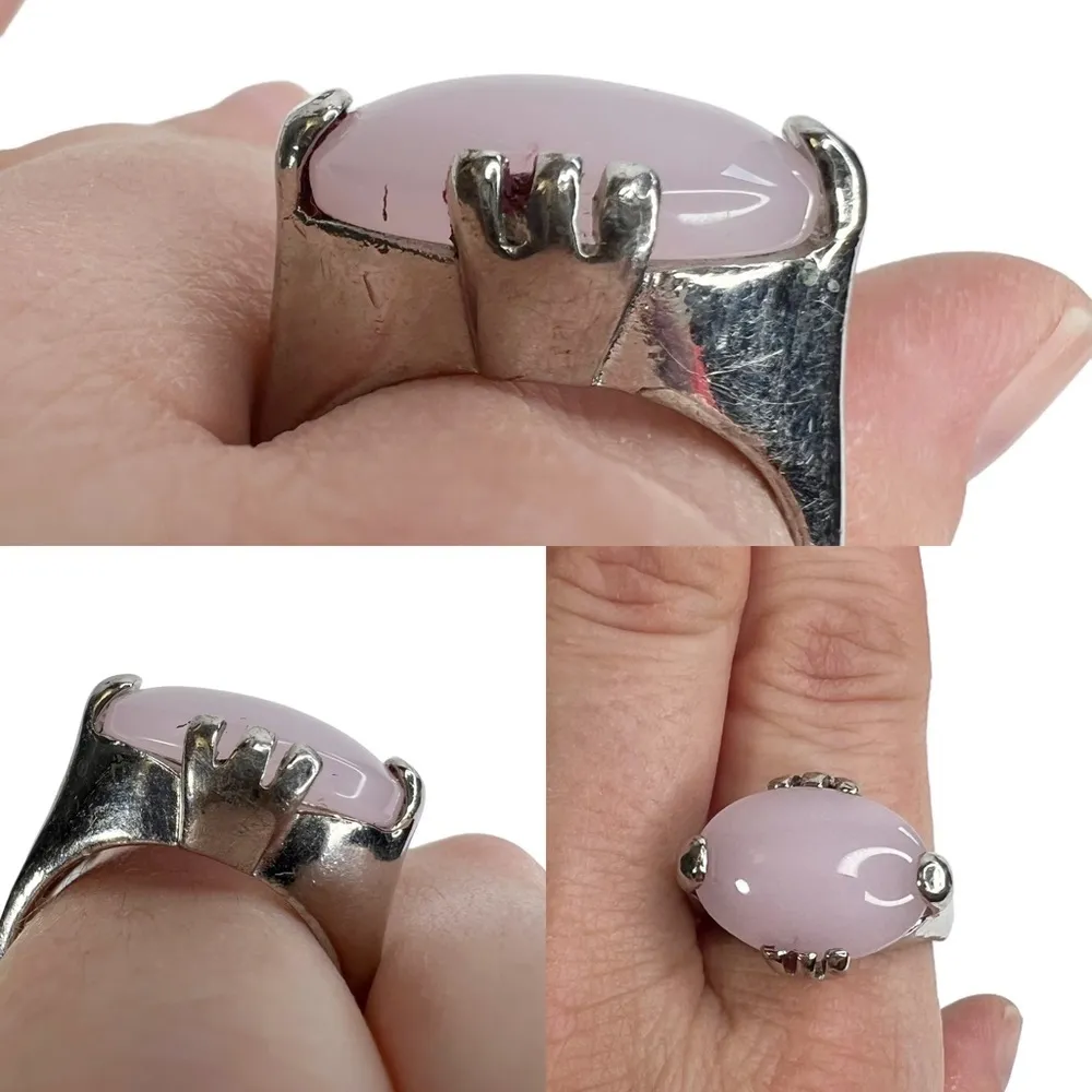 Lot of 5 Fashion Rings: Wired Wrapped, Wood & Glass - Image 3