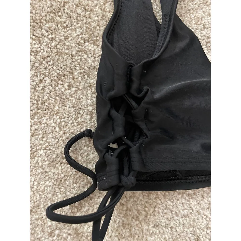 Hollister Swim Black Scoop Lace Up Side Tie Bikini Top, L - Image 4