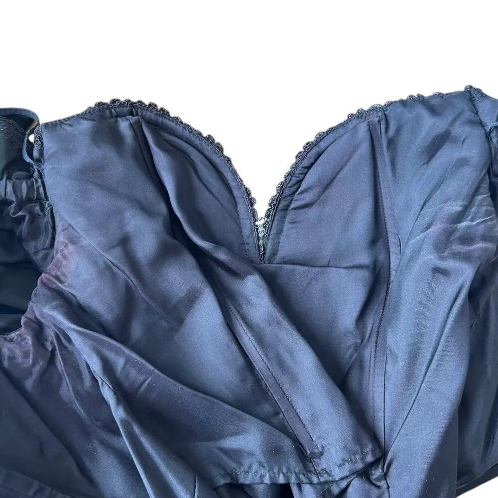 Vintage 80s LBD Lace Sheath Cocktail Party Dress Off the Shoulder Black 12 Glam - Image 12