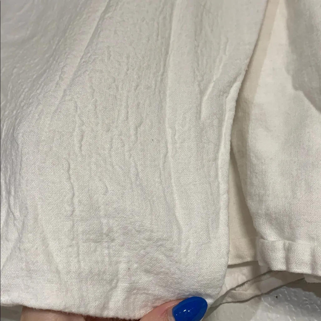 ABERCROMBIE AND FITCH WOMENS WHITE LINEN BLEND TEXTURED MINI SKORT SKIRT XL - Image 3