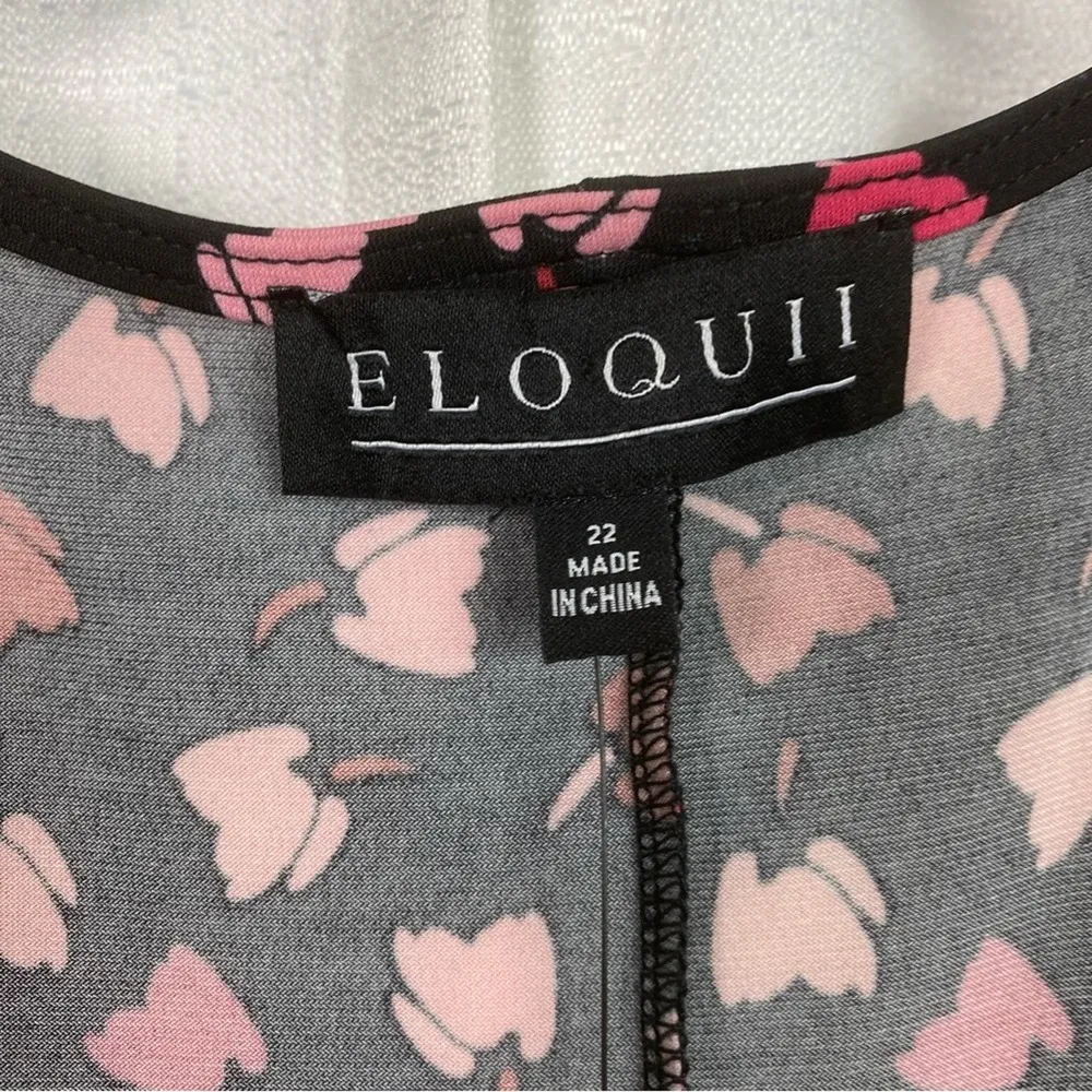 Eloquii Black&Pink Floral Parisian Petals Mini Wrap Dress Sz.22W NWT - Image 9