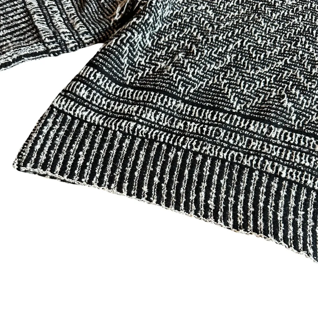 Magaschoni Black White Pullover Turtleneck Sweater Fringe Bohemian Boho Sz Small - Image 7