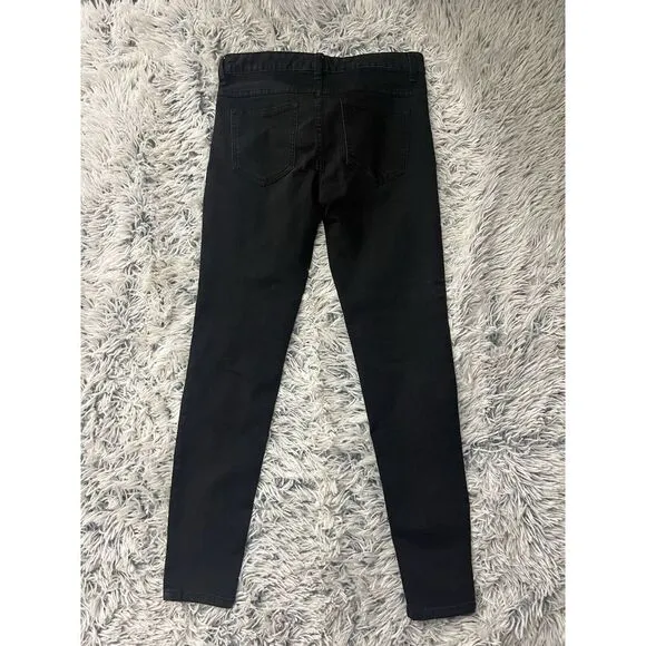 Free People jeans womens juniors Size 27black denim distressed knee holes skinny - Image 2