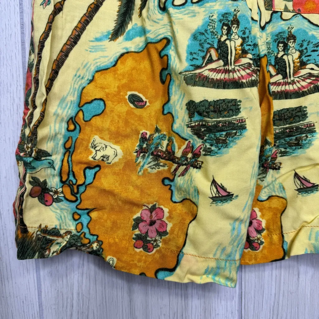 NWT Urban Outfitters Ally Printed High Waisted Shorts Tropical Paradise Medium - Image 7