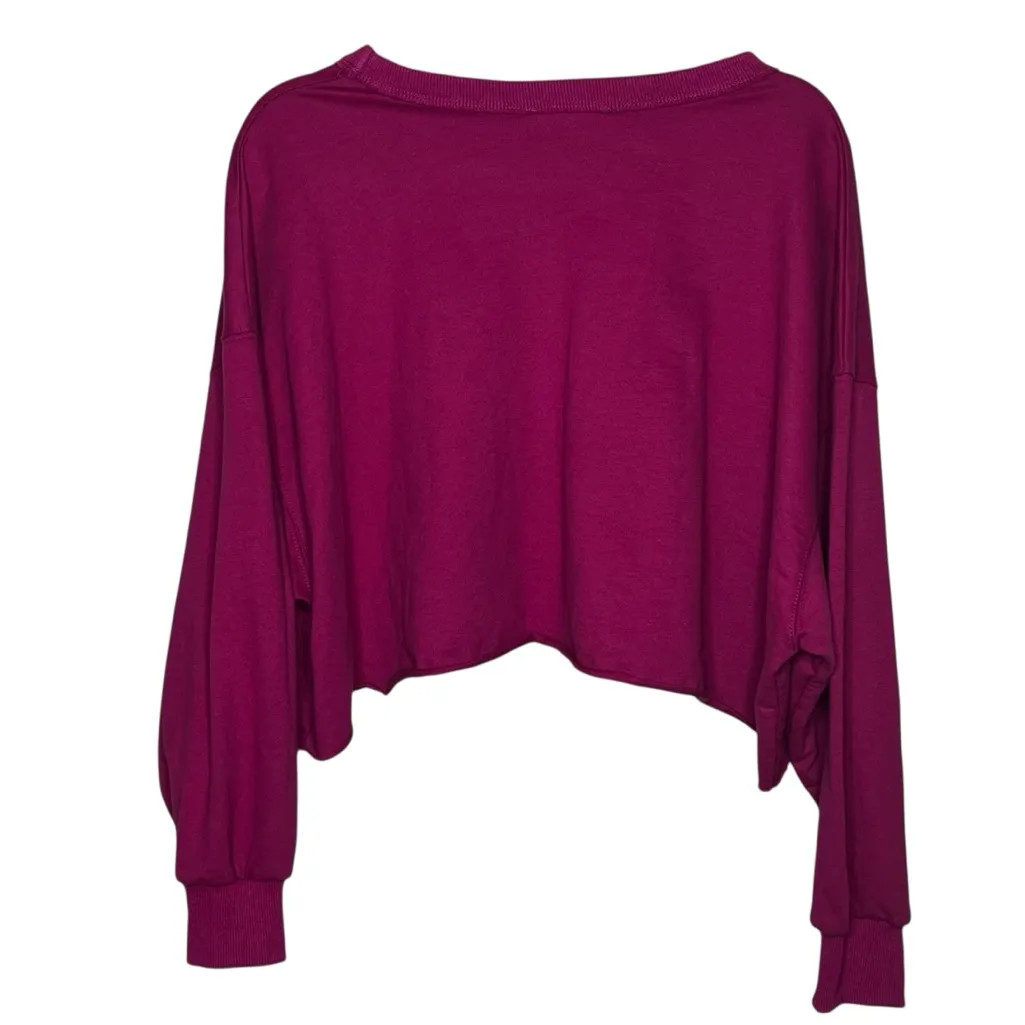 Peach Love California Let’s Go to the Rodeo Fringe Cropped Sweatshirt Pink M - Image 3