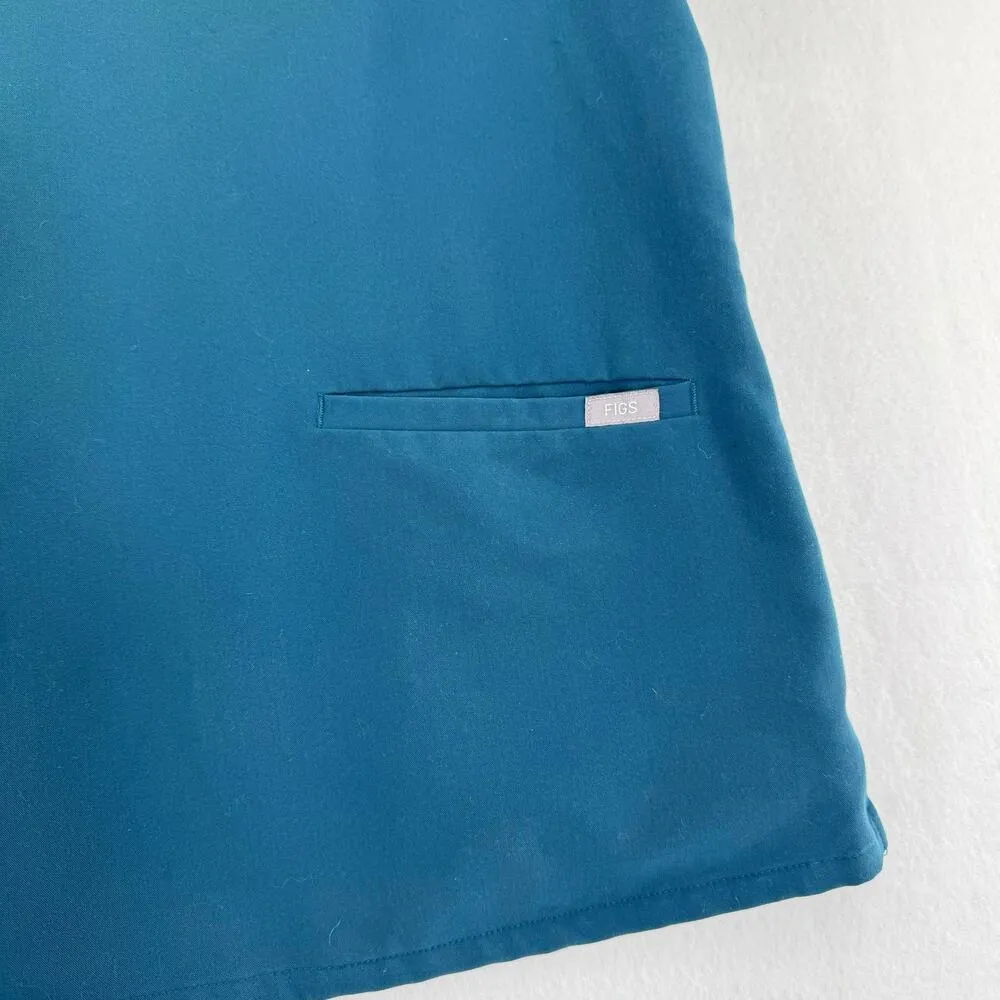 Figs Women's Casma Three-Pocket Scrub uniform Top color teal size small - Image 6