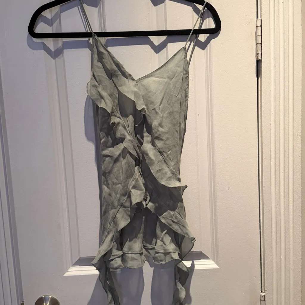 NWT Zara Semi Sheer Ruffle Tank in Teal - Image 5