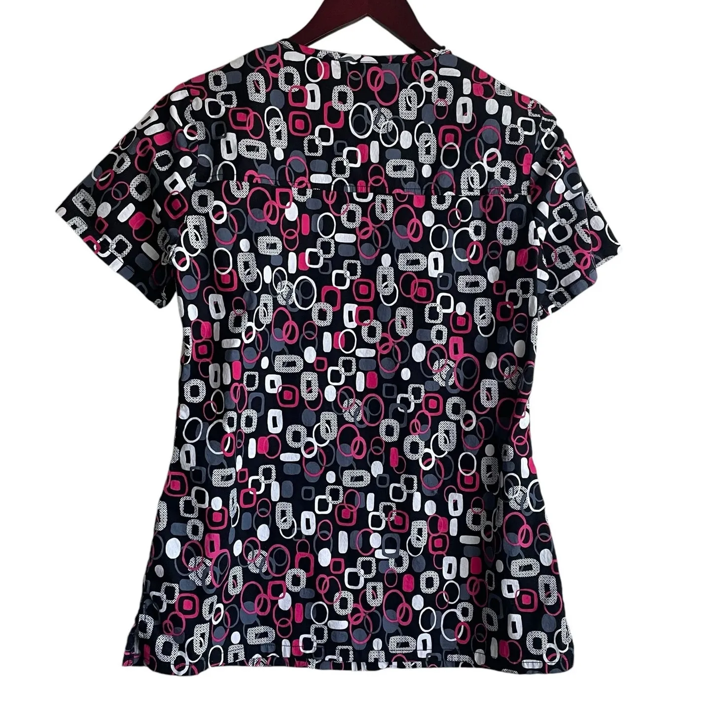 Cherokee Women Scrub Top XS‎ Black Geometric Medical Uniform Nurse Workwear - Image 3