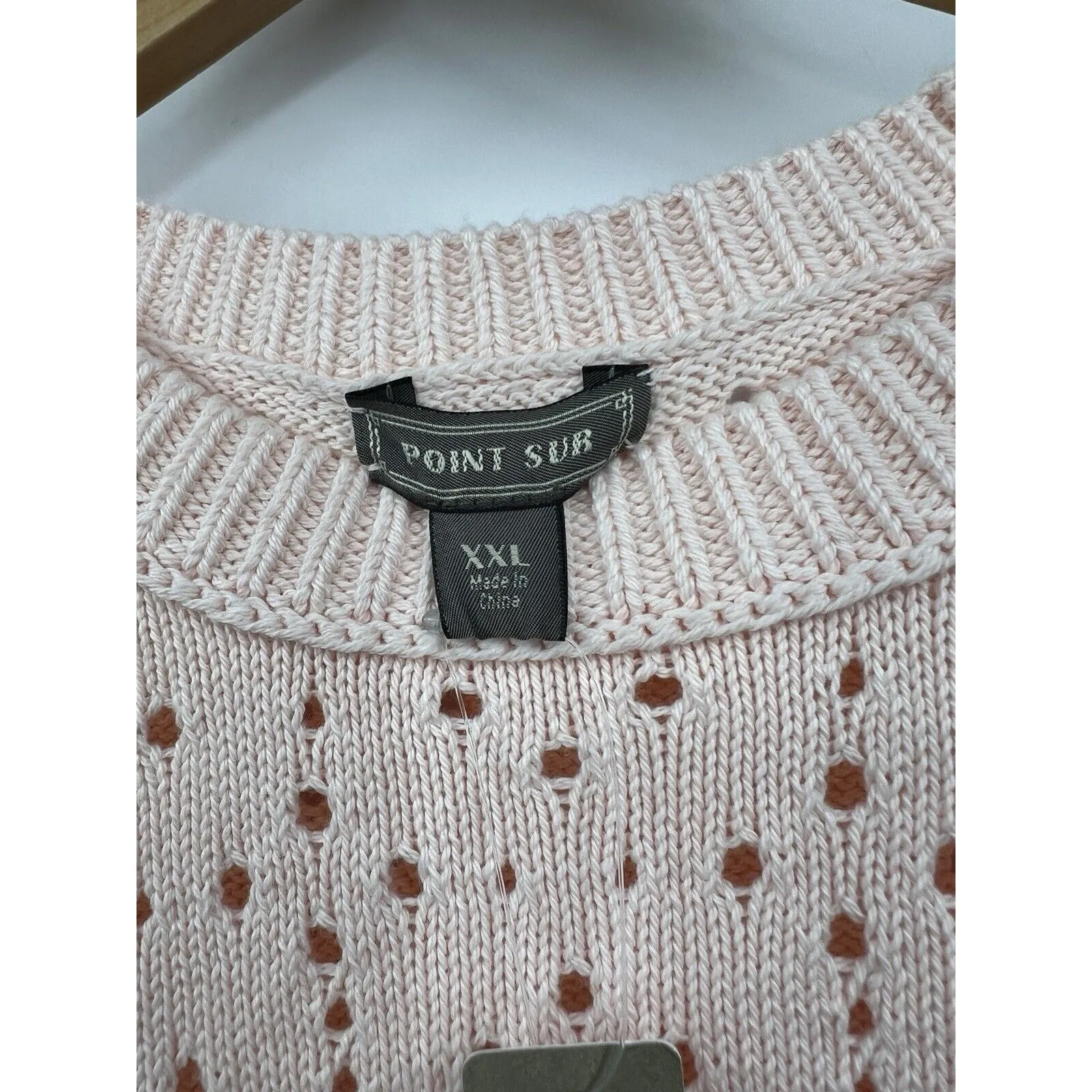 J. Crew Pointelle Point Sur Crewneck Sweater In Heather Pale‎ Blush Pink XXL New - Image 2