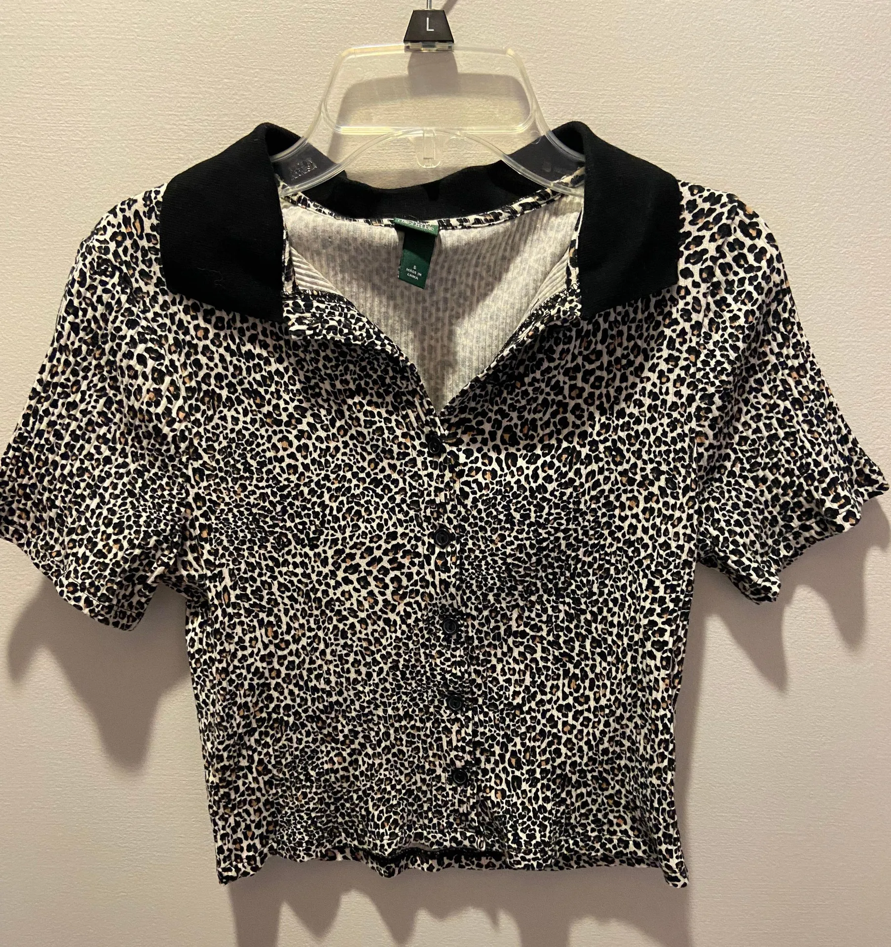 Leopard Cropped Collar Top Multi - Image 2