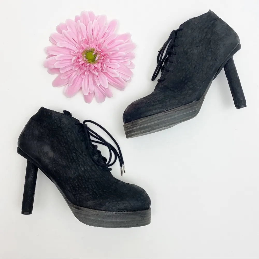 Goran Horal Leather Lace Up Platform Lagenlook Stiletto Ankle Booties Oxfords Black Size 9 - Image 4