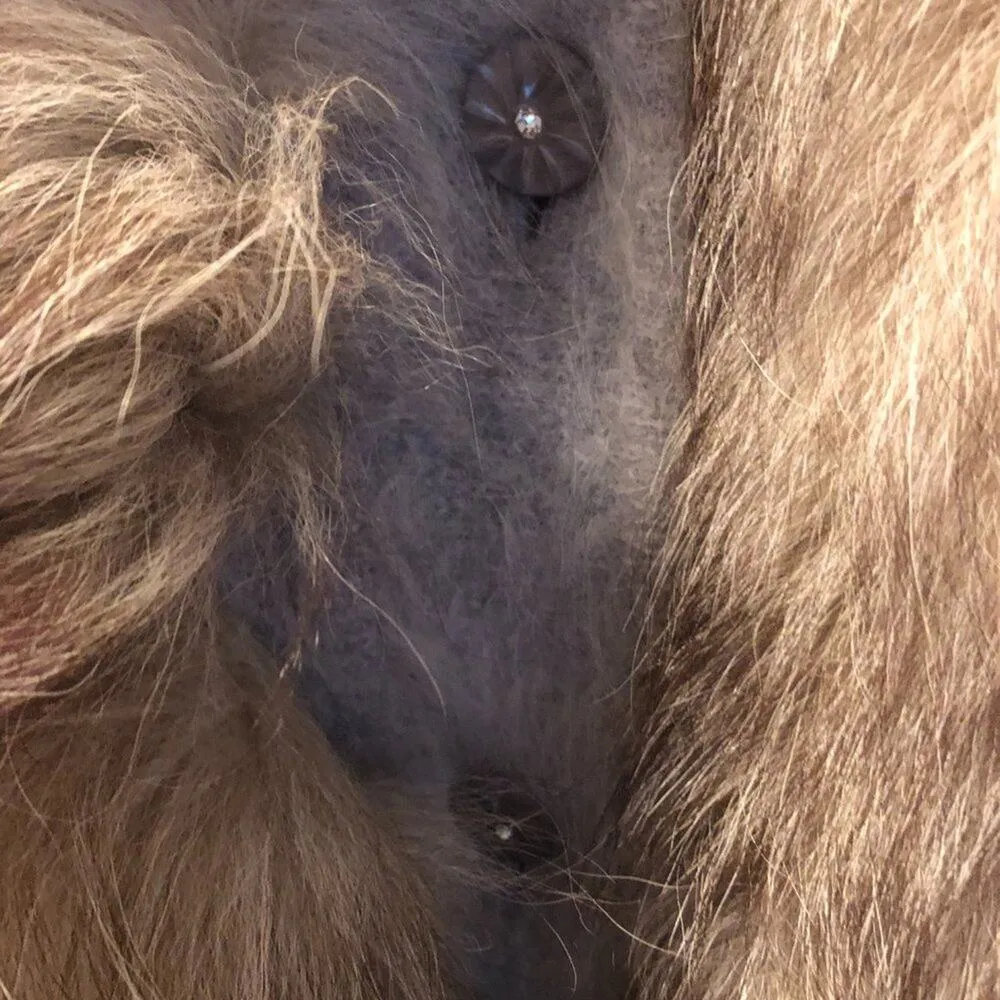 Cashmere Angora Fox Fur Embellished Lined Sweater Custom Made S/M New $895 - Image 13