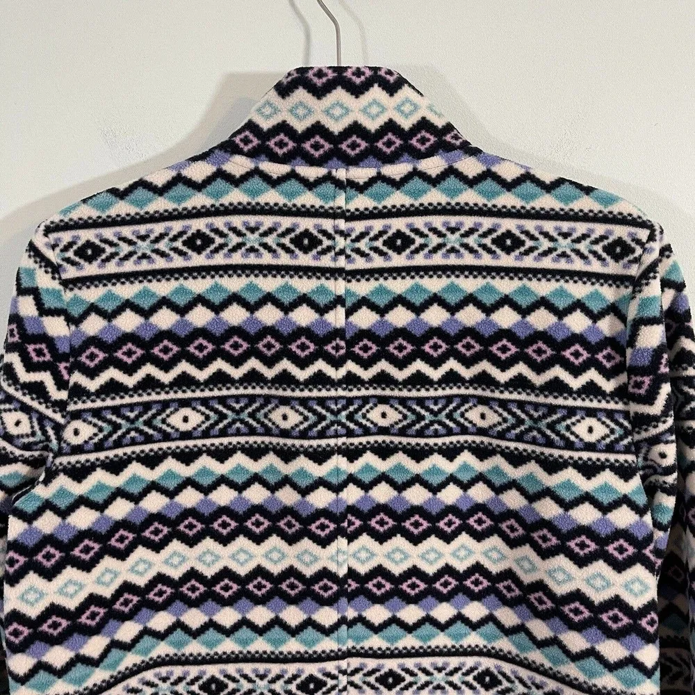 Talbots Women's Purple Graphics Full Zip Fleece Jacket Size M - Image 7