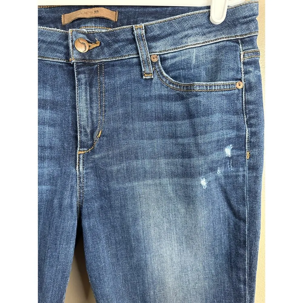 Joe’s Jeans Medium Wash Distressed Skinny Joyce Raw Hem Fringe Jeans Size 31 - Image 5